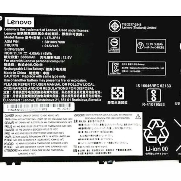 Lenovo Thinkpad Orjinal 01av445 01Av446 01Av447 L17C3P51, L17M3P51 L17L3P51